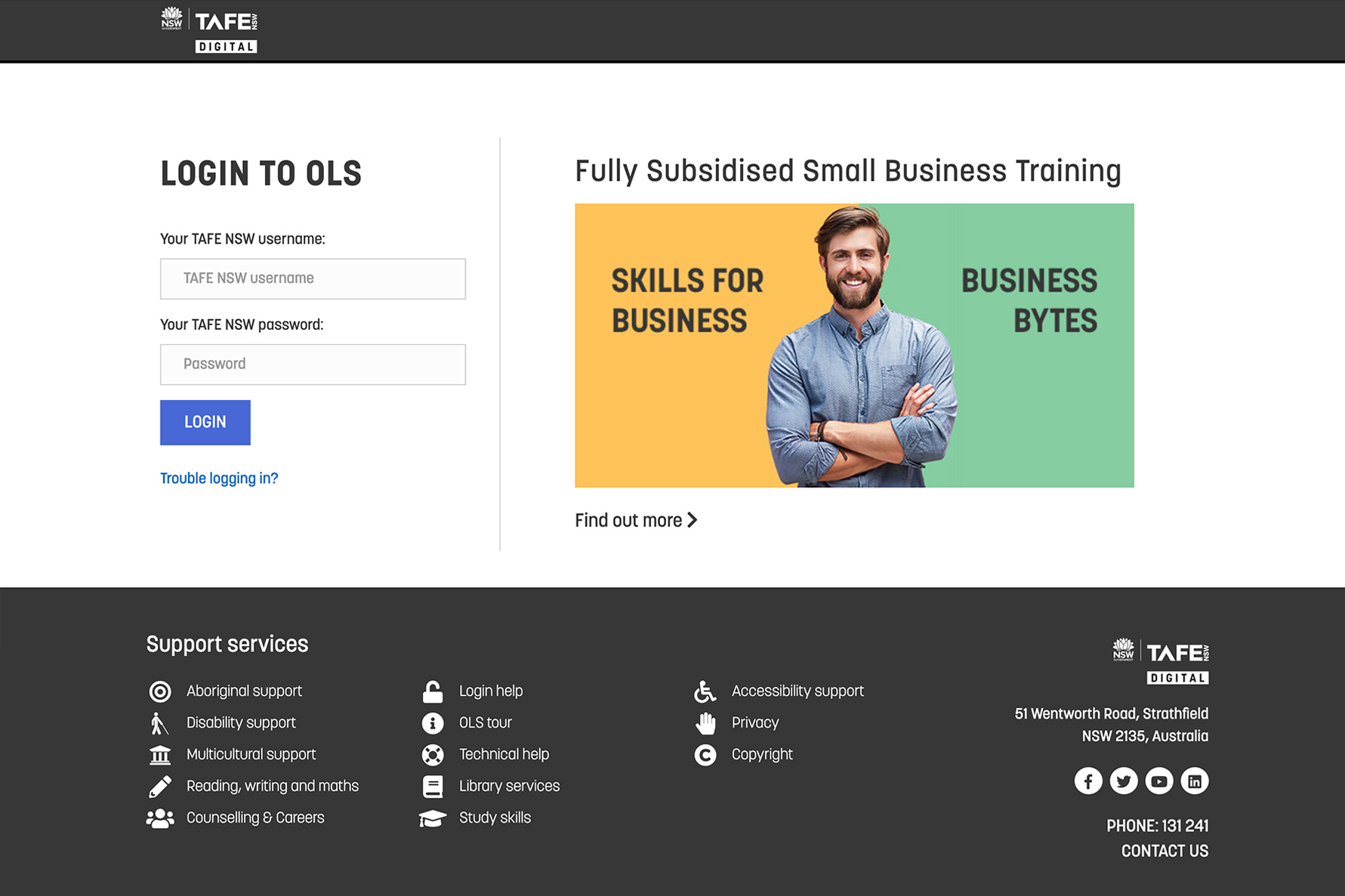 TAFE Digital – Online Learning System interface design