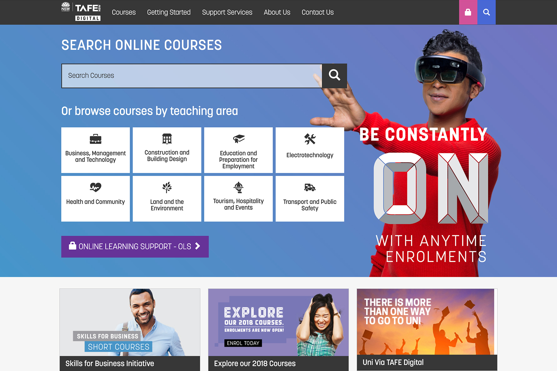 TAFE Digital Website interface design