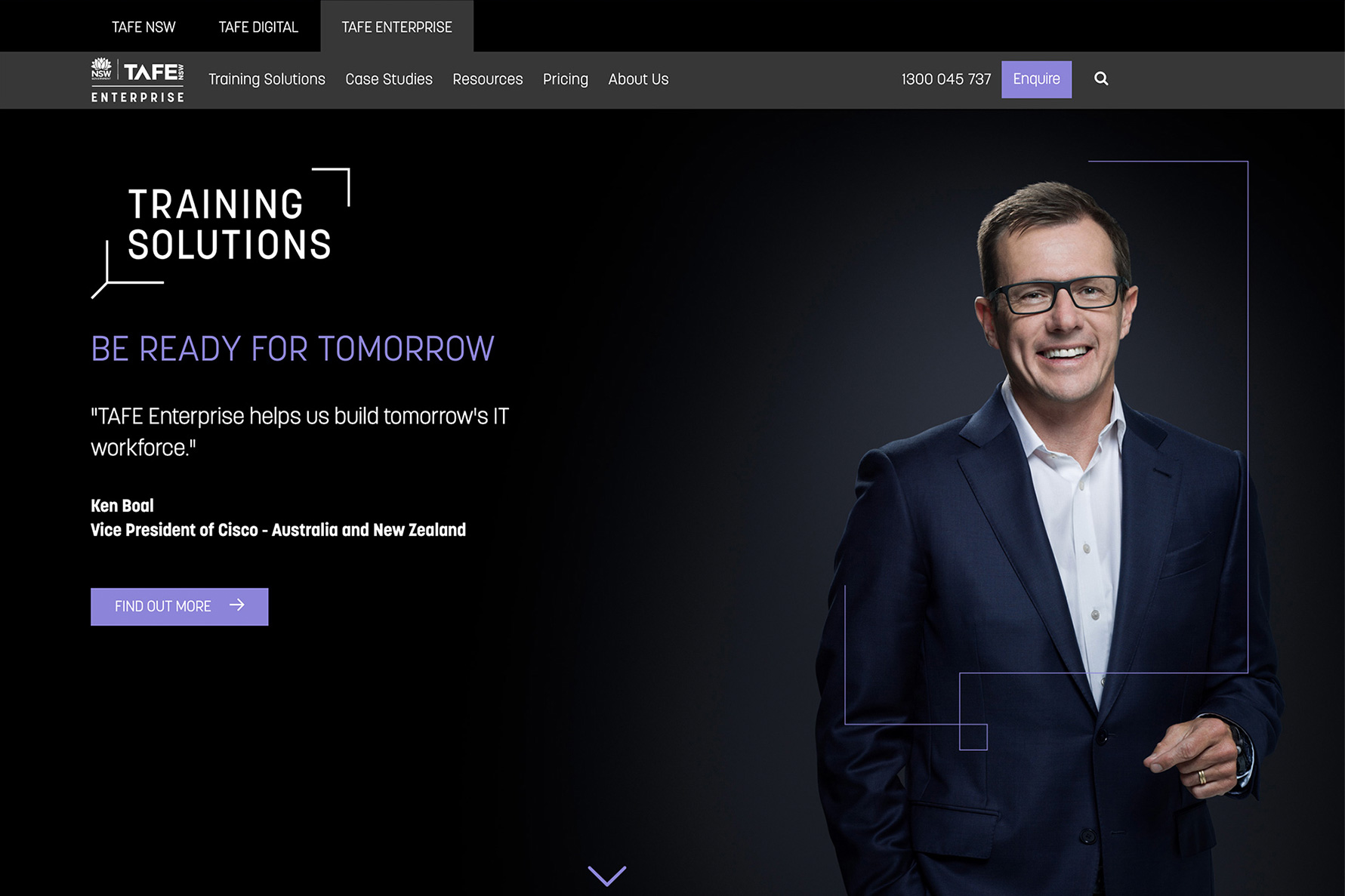 TAFE Enterprise Website interface design