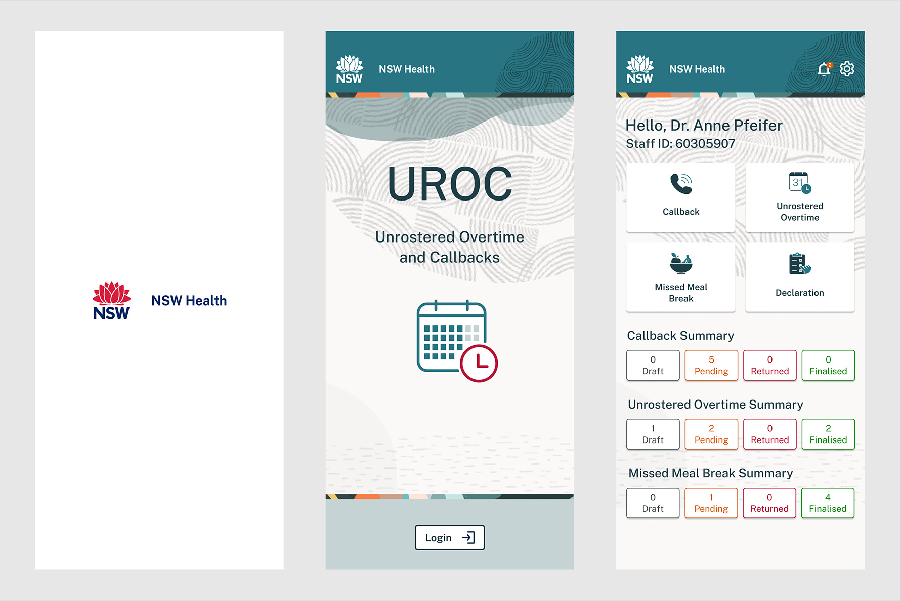 UROC – Time Management App interface design